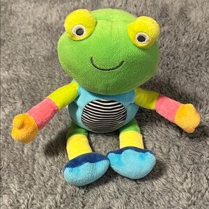CARTERS PLUSH COLORFUL FROG TOY CRINKLE RATTLE BENDABLE 10.5 INCHES